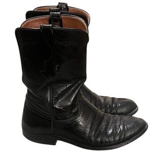Lucchese Boots men’s 8008 black smooth ostrich leather western cowboy boots